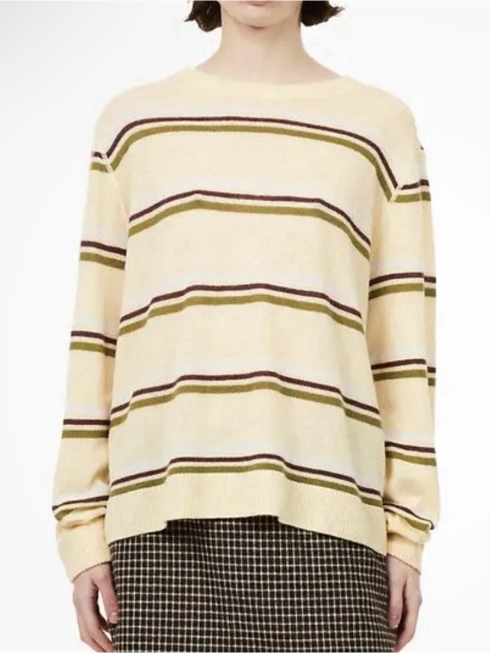 New Reformation Cashmere Boyfriend Sweater In Yellow Striped Size XS $198